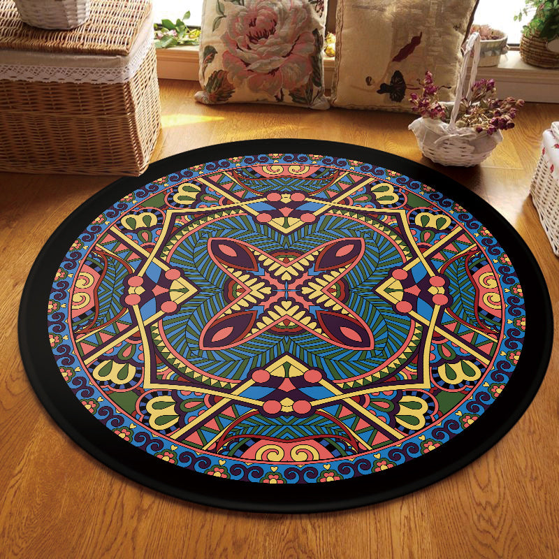 Multi Colored Living Room Rug Moroccan Tribal Flower Print Rug Synthetics Pet Friendly Anti-Slip Backing Washable Area Carpet Clearhalo 'Area Rug' 'Moroccan' 'Rugs' Rug' 2058934