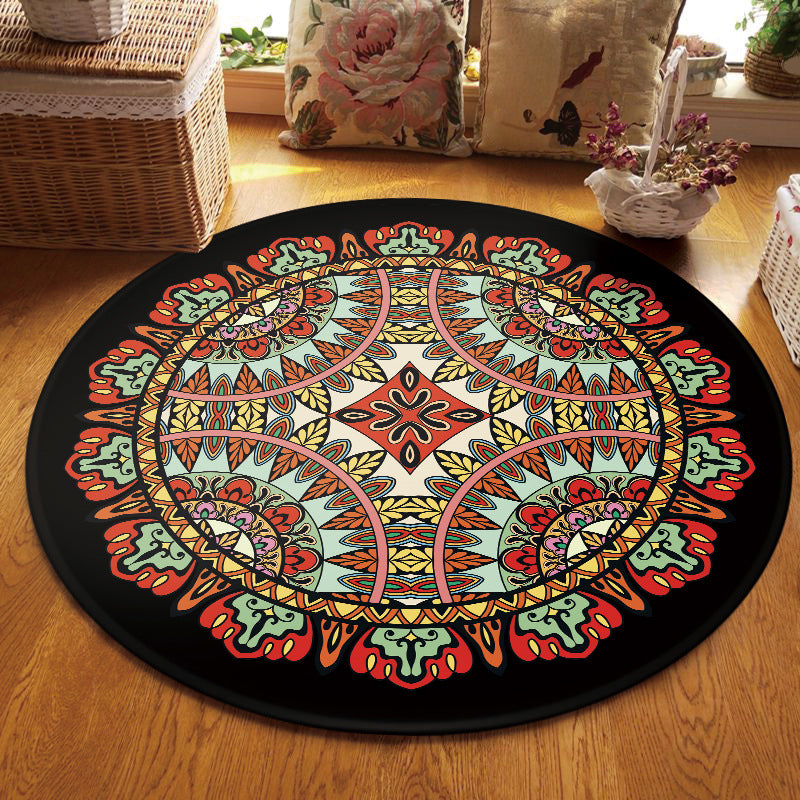 Multi Colored Living Room Rug Moroccan Tribal Flower Print Rug Synthetics Pet Friendly Anti-Slip Backing Washable Area Carpet Clearhalo 'Area Rug' 'Moroccan' 'Rugs' Rug' 2058935