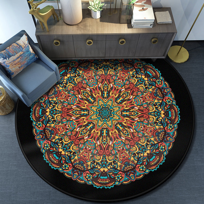 Turkish Mandala Rug Multicolored Synthetics Rug Washable Pet Friendly Anti-Slip Backing Area Rug for Great Room Orange-Yellow Clearhalo 'Area Rug' 'Moroccan' 'Rugs' Rug' 2058945