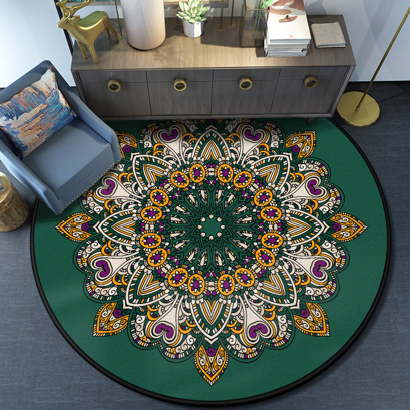 Turkish Mandala Rug Multicolored Synthetics Rug Washable Pet Friendly Anti-Slip Backing Area Rug for Great Room Blackish Green Clearhalo 'Area Rug' 'Moroccan' 'Rugs' Rug' 2058946