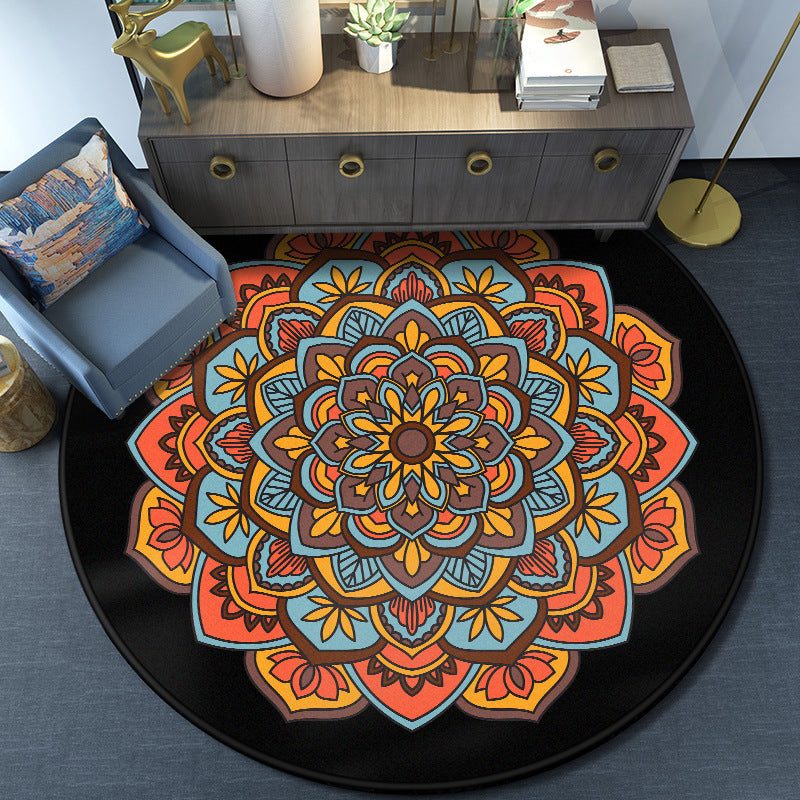 Turkish Mandala Rug Multicolored Synthetics Rug Washable Pet Friendly Anti-Slip Backing Area Rug for Great Room Blue-Brown Clearhalo 'Area Rug' 'Moroccan' 'Rugs' Rug' 2058949