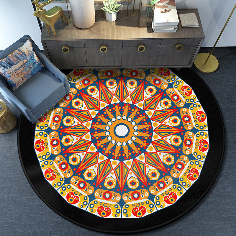 Turkish Mandala Rug Multicolored Synthetics Rug Washable Pet Friendly Anti-Slip Backing Area Rug for Great Room Yellow-Red Clearhalo 'Area Rug' 'Moroccan' 'Rugs' Rug' 2058953