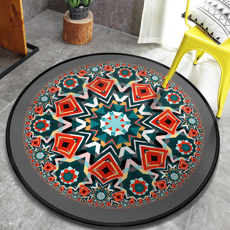 Vintage Tribal Pattern Rug Multicolor Persian Rug Synthetics Pet Friendly Machine Washable Non-Slip Carpet for Home Decoration Orange-Blue Clearhalo 'Area Rug' 'Moroccan' 'Rugs' Rug' 2058959