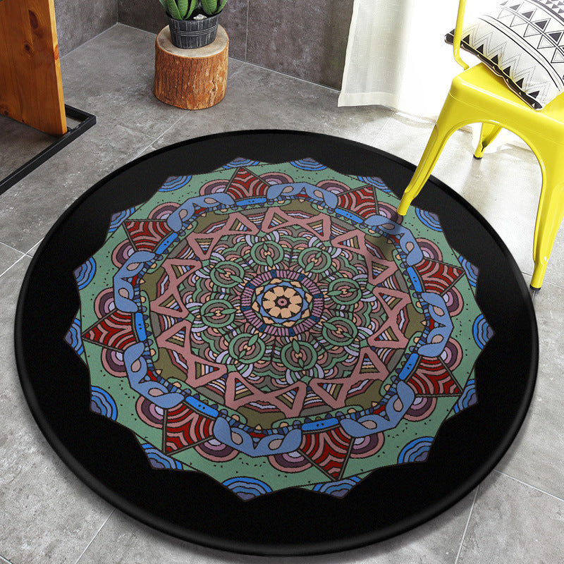 Vintage Tribal Pattern Rug Multicolor Persian Rug Synthetics Pet Friendly Machine Washable Non-Slip Carpet for Home Decoration Green-Pink Clearhalo 'Area Rug' 'Moroccan' 'Rugs' Rug' 2058970