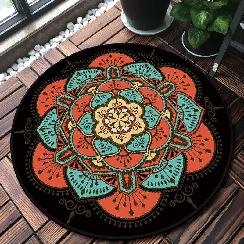 Classy Multicolor Mandala Rug Polypropylene Moroccan Carpet Stain Resistant Machine Washable Anti-Slip Area Rug for Door Yellow Clearhalo 'Area Rug' 'Moroccan' 'Rugs' Rug' 2058977