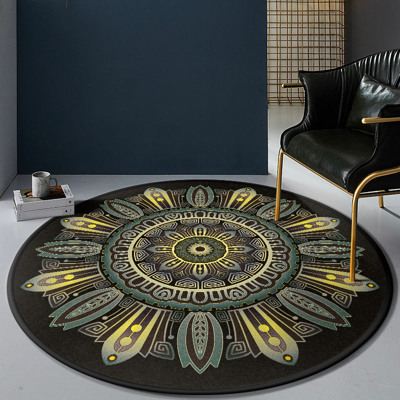 Persian Bedroom Rug Multi-Color Tribal Flower Rug Polyester Stain Resistant Anti-Slip Backing Washable Area Carpet Green-Yellow Clearhalo 'Area Rug' 'Moroccan' 'Rugs' Rug' 2058987
