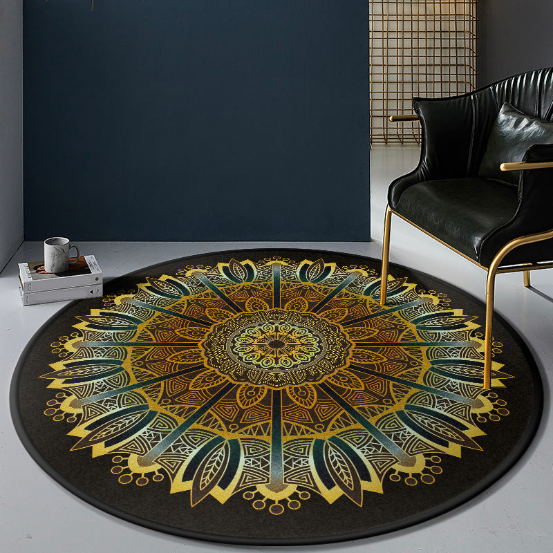 Persian Bedroom Rug Multi-Color Tribal Flower Rug Polyester Stain Resistant Anti-Slip Backing Washable Area Carpet Yellow-Brown Clearhalo 'Area Rug' 'Moroccan' 'Rugs' Rug' 2058988