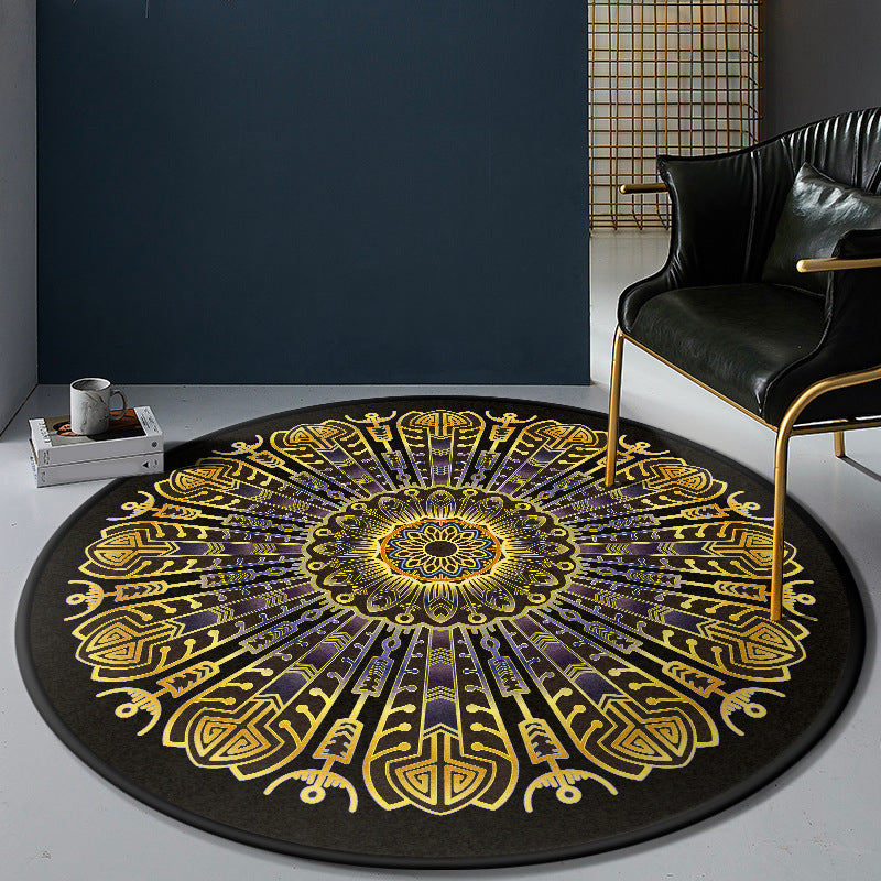 Persian Bedroom Rug Multi-Color Tribal Flower Rug Polyester Stain Resistant Anti-Slip Backing Washable Area Carpet Purple-Yellow Clearhalo 'Area Rug' 'Moroccan' 'Rugs' Rug' 2058991