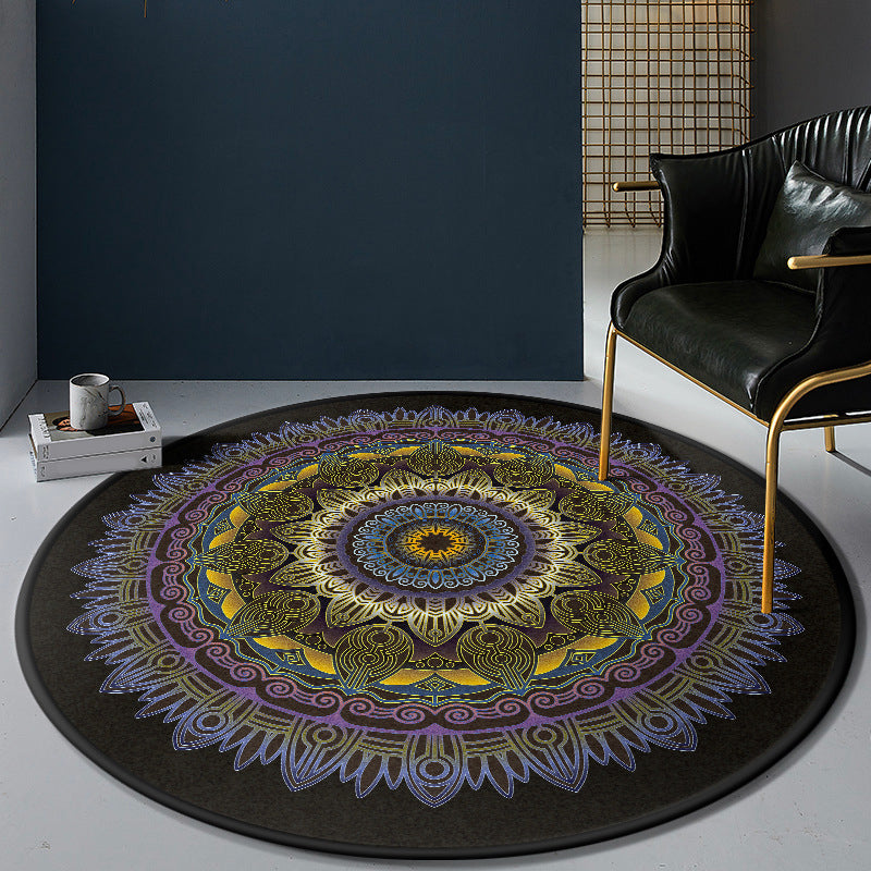 Persian Bedroom Rug Multi-Color Tribal Flower Rug Polyester Stain Resistant Anti-Slip Backing Washable Area Carpet Purplish Blue Clearhalo 'Area Rug' 'Moroccan' 'Rugs' Rug' 2058992