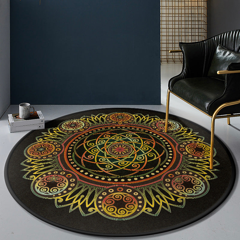 Persian Bedroom Rug Multi-Color Tribal Flower Rug Polyester Stain Resistant Anti-Slip Backing Washable Area Carpet Yellow-Red Clearhalo 'Area Rug' 'Moroccan' 'Rugs' Rug' 2058993
