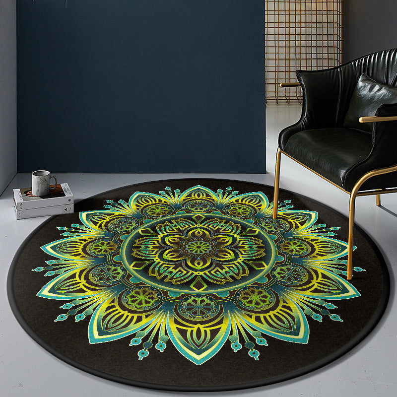 Persian Bedroom Rug Multi-Color Tribal Flower Rug Polyester Stain Resistant Anti-Slip Backing Washable Area Carpet Blue-Green Clearhalo 'Area Rug' 'Moroccan' 'Rugs' Rug' 2058997