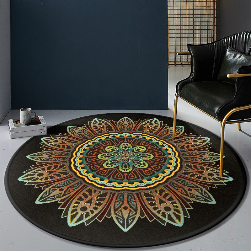 Persian Bedroom Rug Multi-Color Tribal Flower Rug Polyester Stain Resistant Anti-Slip Backing Washable Area Carpet Brown Clearhalo 'Area Rug' 'Moroccan' 'Rugs' Rug' 2058999