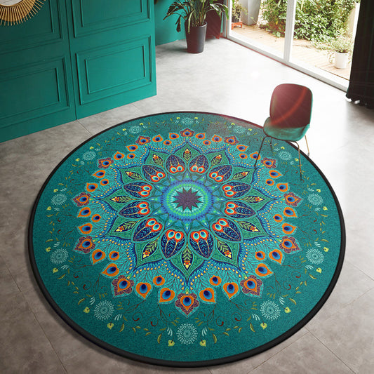 Multi Color Door Rug Moroccan Floral Area Carpet Synthetics Anti-Slip Stain Resistant Pet Friendly Rug Peacock Blue Clearhalo 'Area Rug' 'Moroccan' 'Rugs' Rug' 2059002