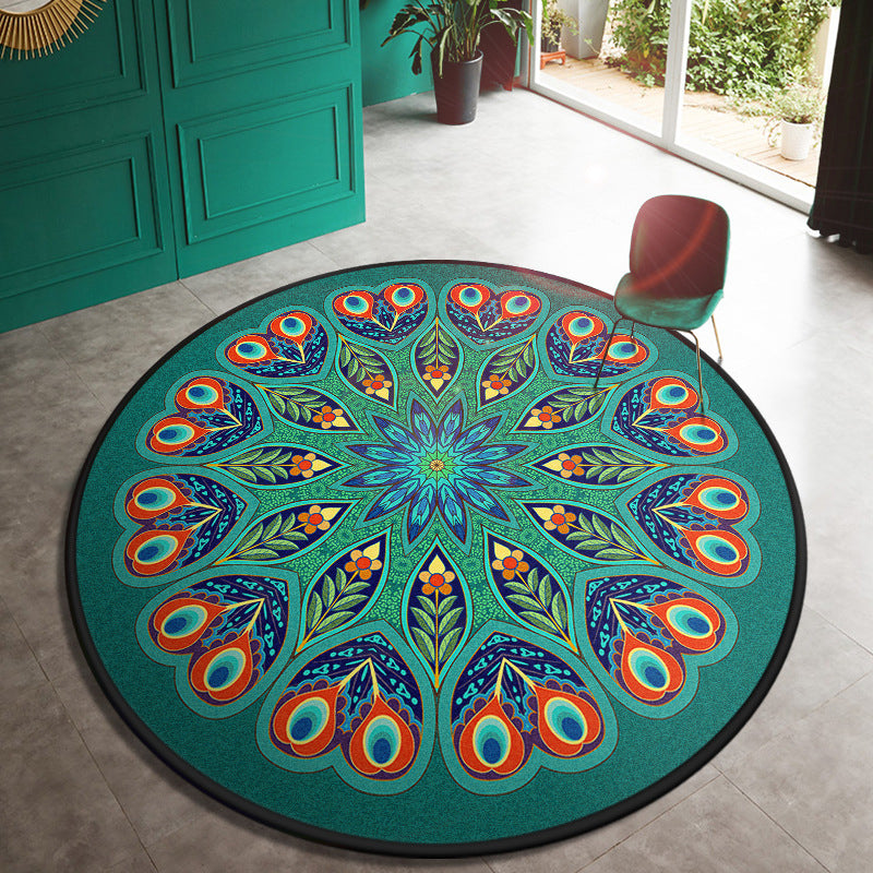 Multi Color Door Rug Moroccan Floral Area Carpet Synthetics Anti-Slip Stain Resistant Pet Friendly Rug Blue-Orange Clearhalo 'Area Rug' 'Moroccan' 'Rugs' Rug' 2059005