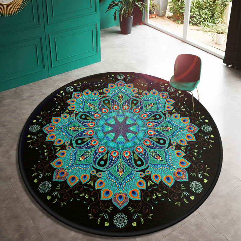 Multi Color Door Rug Moroccan Floral Area Carpet Synthetics Anti-Slip Stain Resistant Pet Friendly Rug Black-Blue Clearhalo 'Area Rug' 'Moroccan' 'Rugs' Rug' 2059006