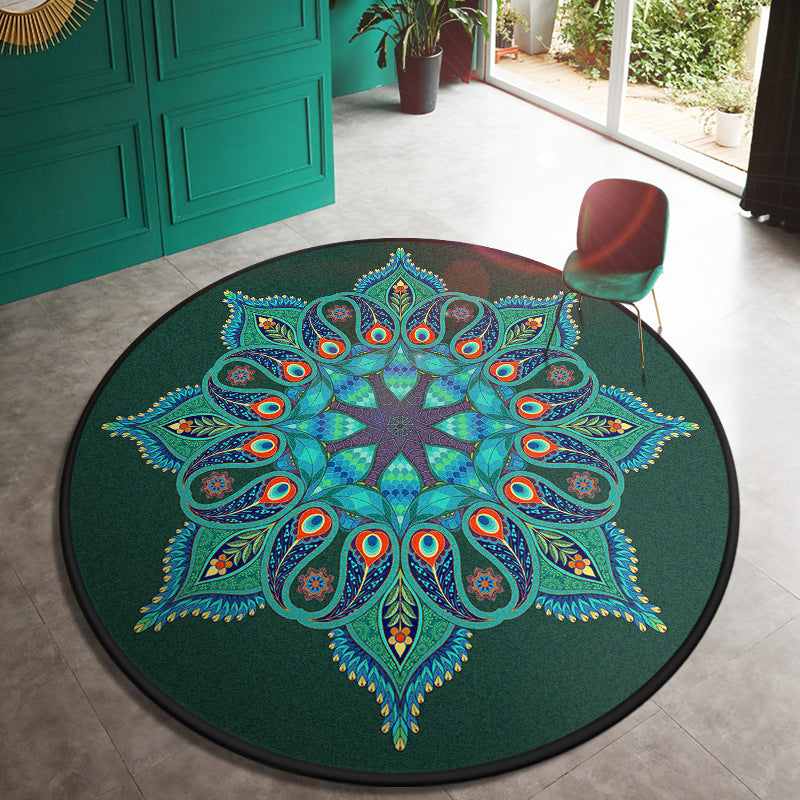 Multi Color Door Rug Moroccan Floral Area Carpet Synthetics Anti-Slip Stain Resistant Pet Friendly Rug Dark Blue Clearhalo 'Area Rug' 'Moroccan' 'Rugs' Rug' 2059008