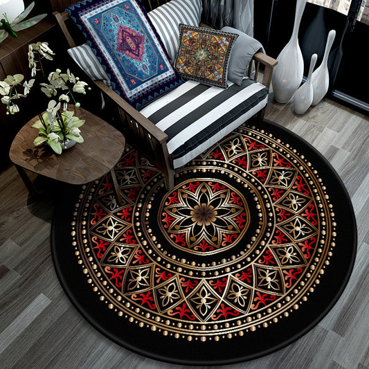 Retro Mandala Indoor Rug Dark Color Moroccan Carpet Polypropylene Non-Slip Pet Friendly Washable Rug for Sitting Room Red Brown Clearhalo 'Area Rug' 'Moroccan' 'Rugs' Rug' 2059012