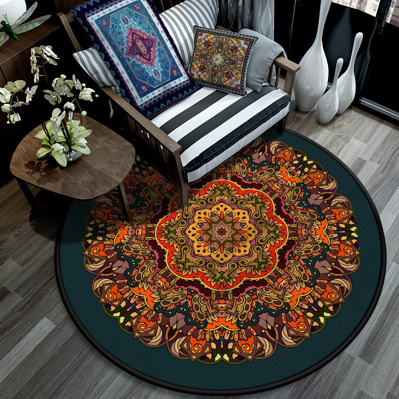 Retro Mandala Indoor Rug Dark Color Moroccan Carpet Polypropylene Non-Slip Pet Friendly Washable Rug for Sitting Room Red Clearhalo 'Area Rug' 'Moroccan' 'Rugs' Rug' 2059019