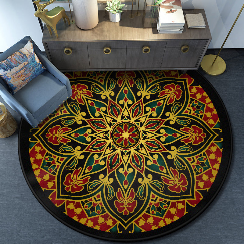 Multi-Colored Moroccan Rug Synthetics Mandala Area Rug Anti-Slip Stain Resistant Washable Carpet for Family Room Clearhalo 'Area Rug' 'Moroccan' 'Rugs' Rug' 2059032