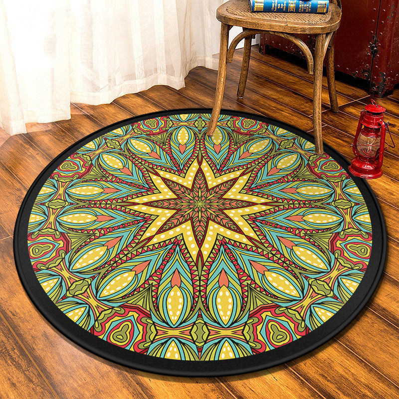 Multi-Colored Moroccan Rug Synthetics Mandala Area Rug Anti-Slip Stain Resistant Washable Carpet for Family Room Green-Yellow Clearhalo 'Area Rug' 'Moroccan' 'Rugs' Rug' 2059037