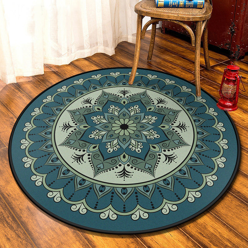 Multi-Colored Moroccan Rug Synthetics Mandala Area Rug Anti-Slip Stain Resistant Washable Carpet for Family Room Gray-Blue Clearhalo 'Area Rug' 'Moroccan' 'Rugs' Rug' 2059047