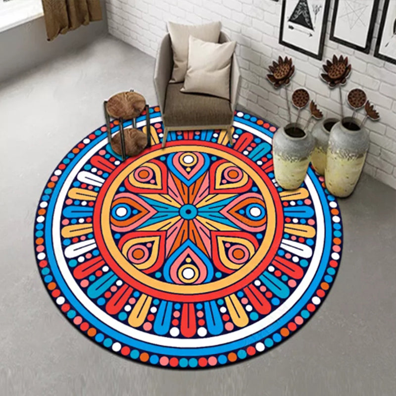 Chic Multi Color Persian Rug Polyester Flower Print Carpet Washable Anti-Slip Pet Friendly Rug for Home Blue Clearhalo 'Area Rug' 'Moroccan' 'Rugs' Rug' 2059055