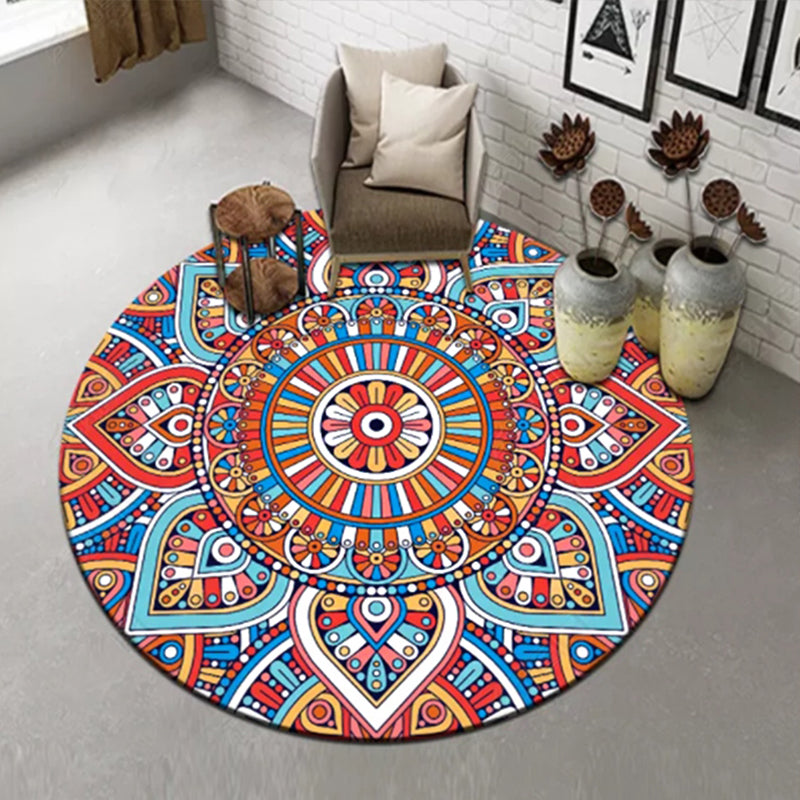 Chic Multi Color Persian Rug Polyester Flower Print Carpet Washable Anti-Slip Pet Friendly Rug for Home Red Clearhalo 'Area Rug' 'Moroccan' 'Rugs' Rug' 2059059