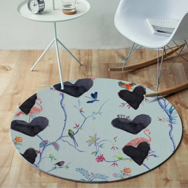 Chic Multi Color Persian Rug Polyester Flower Print Carpet Washable Anti-Slip Pet Friendly Rug for Home Light Blue Clearhalo 'Area Rug' 'Moroccan' 'Rugs' Rug' 2059060