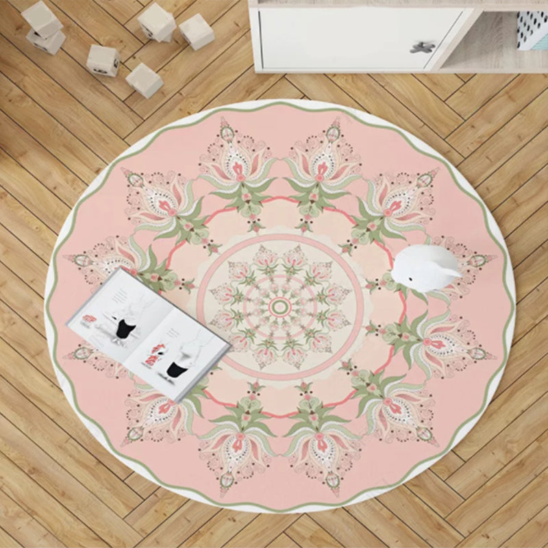 Chic Multi Color Persian Rug Polyester Flower Print Carpet Washable Anti-Slip Pet Friendly Rug for Home Pink Clearhalo 'Area Rug' 'Moroccan' 'Rugs' Rug' 2059062