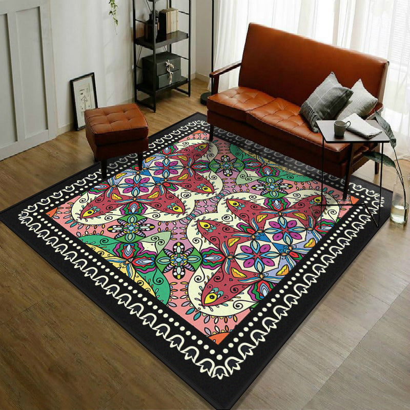 Trendy Symmetric Floral Rug Multi Colored Moroccan Style Carpet Synthetics Rug for Room Green-Red Clearhalo 'Area Rug' 'Moroccan' 'Rugs' Rug' 2059076