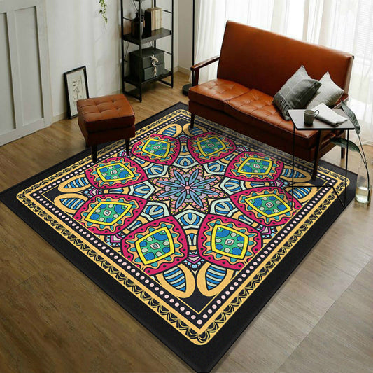 Trendy Symmetric Floral Rug Multi Colored Moroccan Style Carpet Synthetics Rug for Room Yellow Clearhalo 'Area Rug' 'Moroccan' 'Rugs' Rug' 2059079