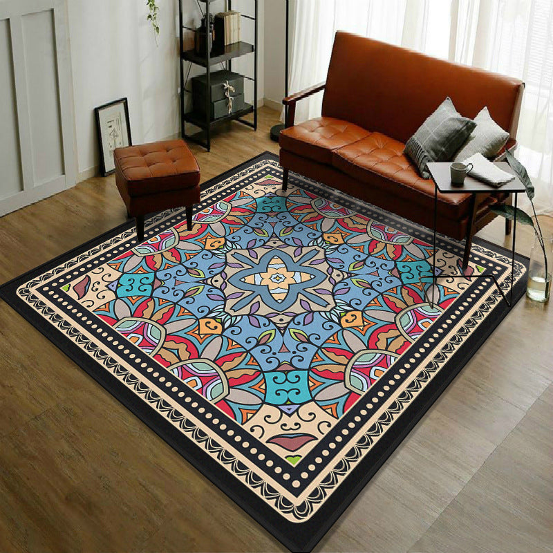 Trendy Symmetric Floral Rug Multi Colored Moroccan Style Carpet Synthetics Rug for Room Royal Blue Clearhalo 'Area Rug' 'Moroccan' 'Rugs' Rug' 2059082