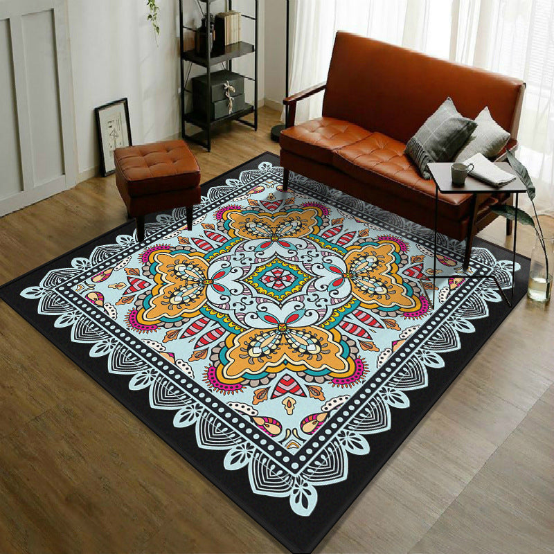 Trendy Symmetric Floral Rug Multi Colored Moroccan Style Carpet Synthetics Rug for Room Light Blue Clearhalo 'Area Rug' 'Moroccan' 'Rugs' Rug' 2059084