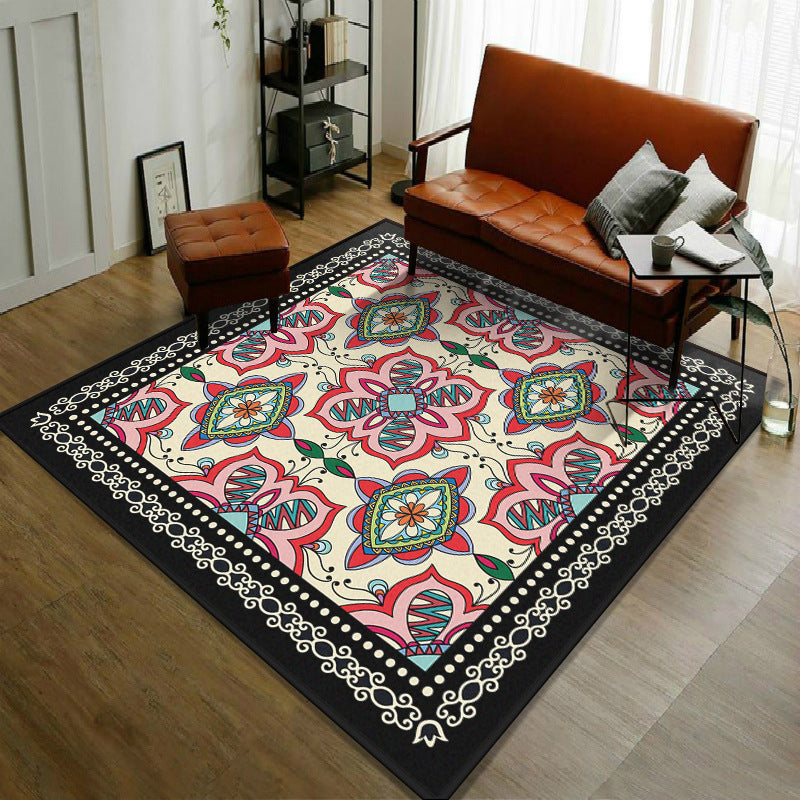 Trendy Symmetric Floral Rug Multi Colored Moroccan Style Carpet Synthetics Rug for Room Pink Clearhalo 'Area Rug' 'Moroccan' 'Rugs' Rug' 2059085