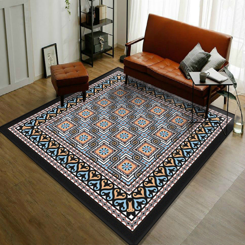 Trendy Symmetric Floral Rug Multi Colored Moroccan Style Carpet Synthetics Rug for Room Blue-Yellow Clearhalo 'Area Rug' 'Moroccan' 'Rugs' Rug' 2059087