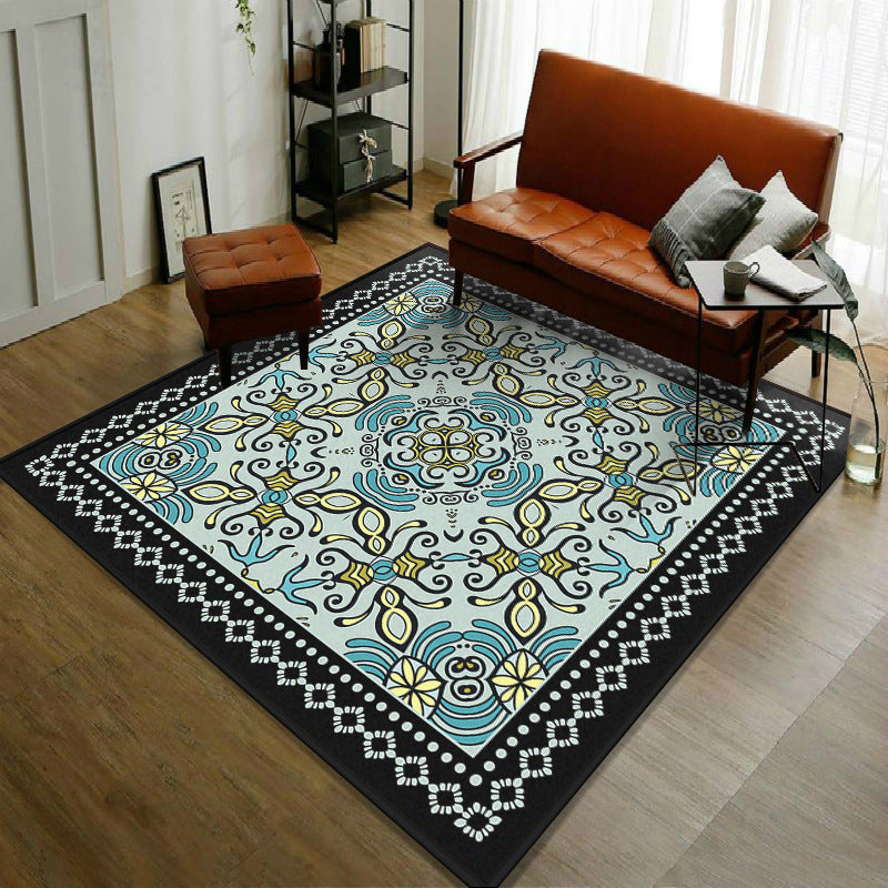 Trendy Symmetric Floral Rug Multi Colored Moroccan Style Carpet Synthetics Rug for Room Blue Clearhalo 'Area Rug' 'Moroccan' 'Rugs' Rug' 2059089