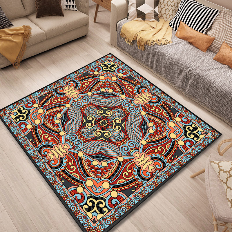Persian Door Rug Multi Color Tribal Print Carpet Polypropylene Pet Friendly Non-Slip Stain Resistant Area Rug Orange-Red Clearhalo 'Area Rug' 'Moroccan' 'Rugs' Rug' 2059092