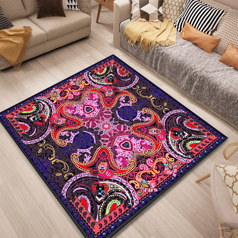 Persian Door Rug Multi Color Tribal Print Carpet Polypropylene Pet Friendly Non-Slip Stain Resistant Area Rug Purple-Red Clearhalo 'Area Rug' 'Moroccan' 'Rugs' Rug' 2059096