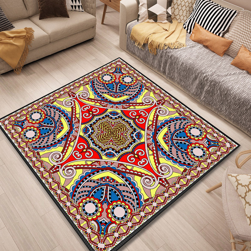 Persian Door Rug Multi Color Tribal Print Carpet Polypropylene Pet Friendly Non-Slip Stain Resistant Area Rug Yellow-Red Clearhalo 'Area Rug' 'Moroccan' 'Rugs' Rug' 2059097