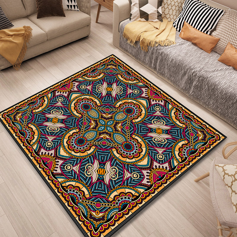 Persian Door Rug Multi Color Tribal Print Carpet Polypropylene Pet Friendly Non-Slip Stain Resistant Area Rug Blue-Orange Clearhalo 'Area Rug' 'Moroccan' 'Rugs' Rug' 2059099