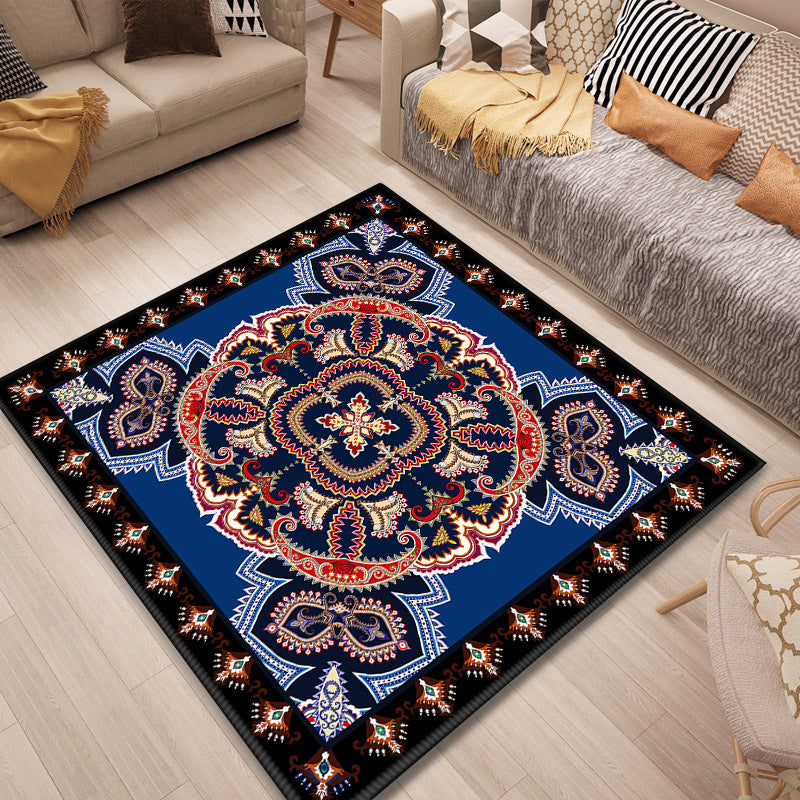 Persian Door Rug Multi Color Tribal Print Carpet Polypropylene Pet Friendly Non-Slip Stain Resistant Area Rug Dark Blue Clearhalo 'Area Rug' 'Moroccan' 'Rugs' Rug' 2059102