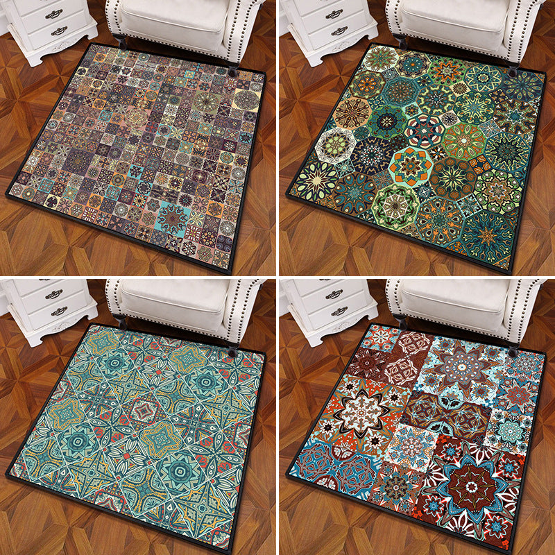 Multicolored Mandala Rug Polypropylene Turkish Rug Non-Slip Backing Stain Resistant Machine Washable Carpet for Bedroom Clearhalo 'Area Rug' 'Moroccan' 'Rugs' Rug' 2059104