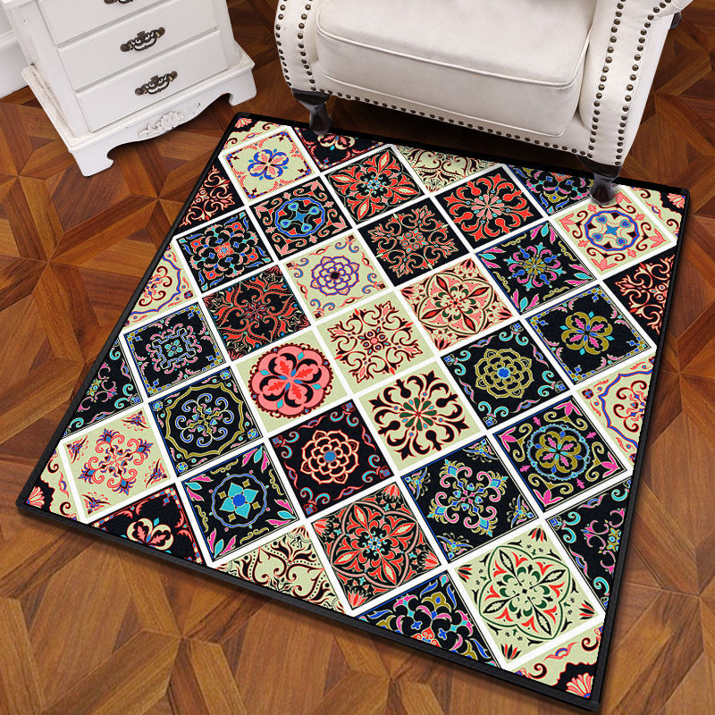 Multicolored Mandala Rug Polypropylene Turkish Rug Non-Slip Backing Stain Resistant Machine Washable Carpet for Bedroom Dark Beige Clearhalo 'Area Rug' 'Moroccan' 'Rugs' Rug' 2059118