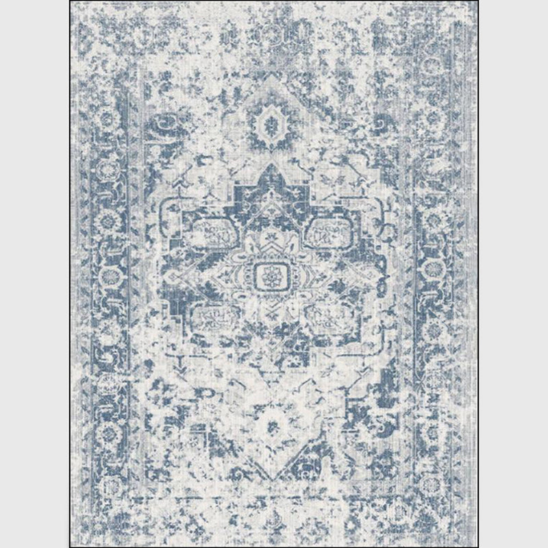 Whitewashed Light Blue Floral Rug Polyester Moroccan Carpet Anti-Slip Backing Stain Resistant Machine Washable Rug for Sitting Room Clearhalo 'Area Rug' 'Moroccan' 'Rugs' Rug' 2059127