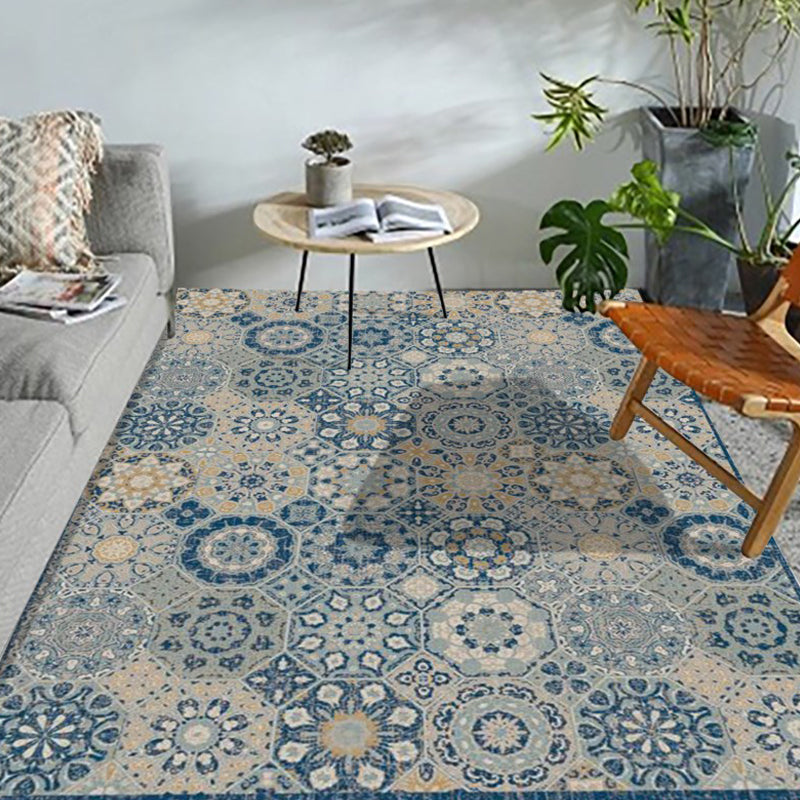 Unusual Rhombus Patterned Rug Multi-Color Moroccan Rug Polyester Pet Friendly Stain Resistant Non-Slip Carpet for Great Room Lake Blue Clearhalo 'Area Rug' 'Moroccan' 'Rugs' Rug' 2059163