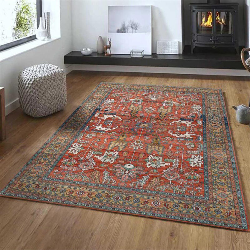 Red Persian Style Rug Synthetics Geometric Area Carpet Washable Anti-Slip Backing Stain Resistant Rug for Chamber Clearhalo 'Area Rug' 'Moroccan' 'Rugs' Rug' 2059180
