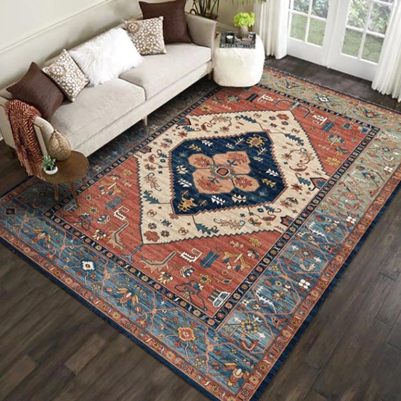Exotic Geometric Patterned Rug Multicolored Moroccan Rug Polypropylene Stain Resistant Non-Slip Backing Machine Washable Carpet for Room Red-Blue Clearhalo 'Area Rug' 'Moroccan' 'Rugs' Rug' 2059182