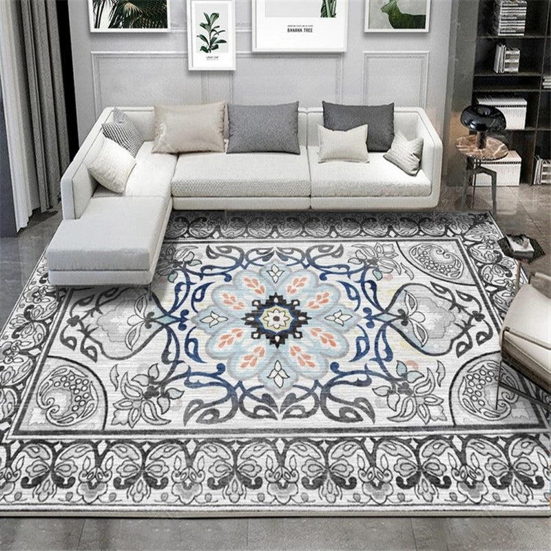 Exotic Geometric Patterned Rug Multicolored Moroccan Rug Polypropylene Stain Resistant Non-Slip Backing Machine Washable Carpet for Room Black-Blue Clearhalo 'Area Rug' 'Moroccan' 'Rugs' Rug' 2059189