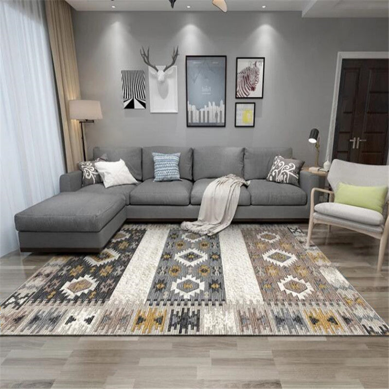 Exotic Geometric Patterned Rug Multicolored Moroccan Rug Polypropylene Stain Resistant Non-Slip Backing Machine Washable Carpet for Room Black-Gray Clearhalo 'Area Rug' 'Moroccan' 'Rugs' Rug' 2059194