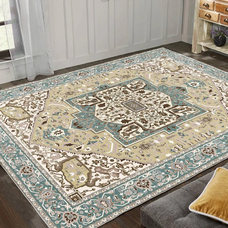 Exotic Geometric Patterned Rug Multicolored Moroccan Rug Polypropylene Stain Resistant Non-Slip Backing Machine Washable Carpet for Room Green-Blue Clearhalo 'Area Rug' 'Moroccan' 'Rugs' Rug' 2059196